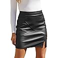 We1Fit Womens Fuax Leather Skirt High Waisted Bodycon Pencil Mini Skirts with Shorts