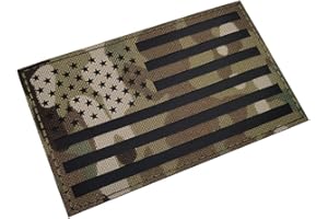 TAIFENG 5x3 inch Large Multicam Infrared IR US USA American Flag Patch Tactical Vest Patch Hook-Fastener Backing (5" Width x 3" Height) (Multicam) (CP)