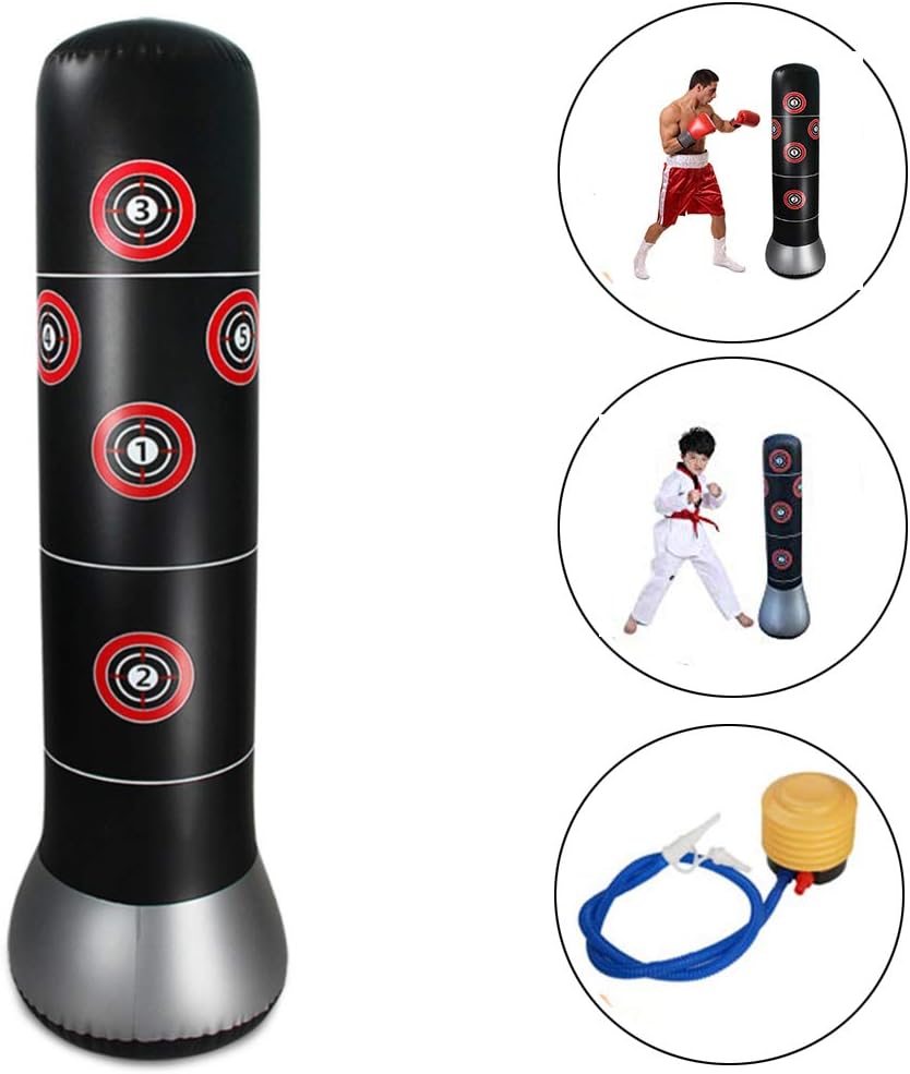 Wolfsport Fitness Inflatable Kids Punching Bag Stress Punch Tower Speed Bag Stand Power Boxing MMA Target Bag for Children Teens Adult