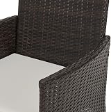 EVRE Copenhagen 3 Piece Rattan Bistro Set with Cushions & Glass Table view 5