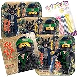 Lobyn Value Pack Lego Ninjago Party Plates and Napkins Serves 16 With Birthday Candles