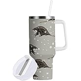 Boccsty Animal North American Opossum Insulated Tumblers Reusable Stainless Steel Tumbler 40 oz Cup Coffee Travel Mug Water Bottle with Handle & Flip Straw for Home Office Car