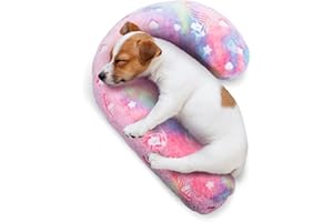 Eosarcu Dog Calming Pillow, Glow in The Dark Dog Throw Pillow, Soft J-Shaped Pillow for Cat & Dog, Machine Washable Pet Calming Toy for Joint Relief Sleeping Improve-M