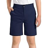 KEREDA Boys Uniform Shorts Elastic Waist Kids Golf Dress Preppy School Shorts with Pockets