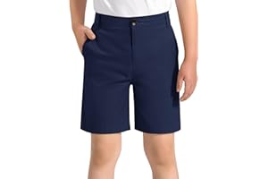 KEREDA Boys Uniform Shorts Elastic Waist Kids Golf Dress Preppy School Shorts with Pockets
