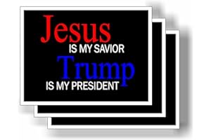 WORK HOUSE SIGNS Jesus is My Savior Trump is My President - Bumper Magnet, Share w/Family & Friends - Political Magnet for Car, Refrigerator, Locker, Office, Magnetic Sign for Vehicle, Decor, Gift - 4" x 3" 3Pack Eco