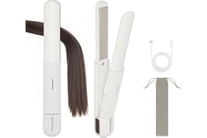 DENTAISYN USB Hair Straightener Irons | 2-in-1 Curling Wand & Titanium Flat Iron Professional Hair Straightener and Curler,Rechargeable Portable Hair Straightening Iron