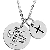 omodofo Bible Verse Necklace Cross Charm Confirmation Pendant Necklace Gift Scripture Jewelry for Women.