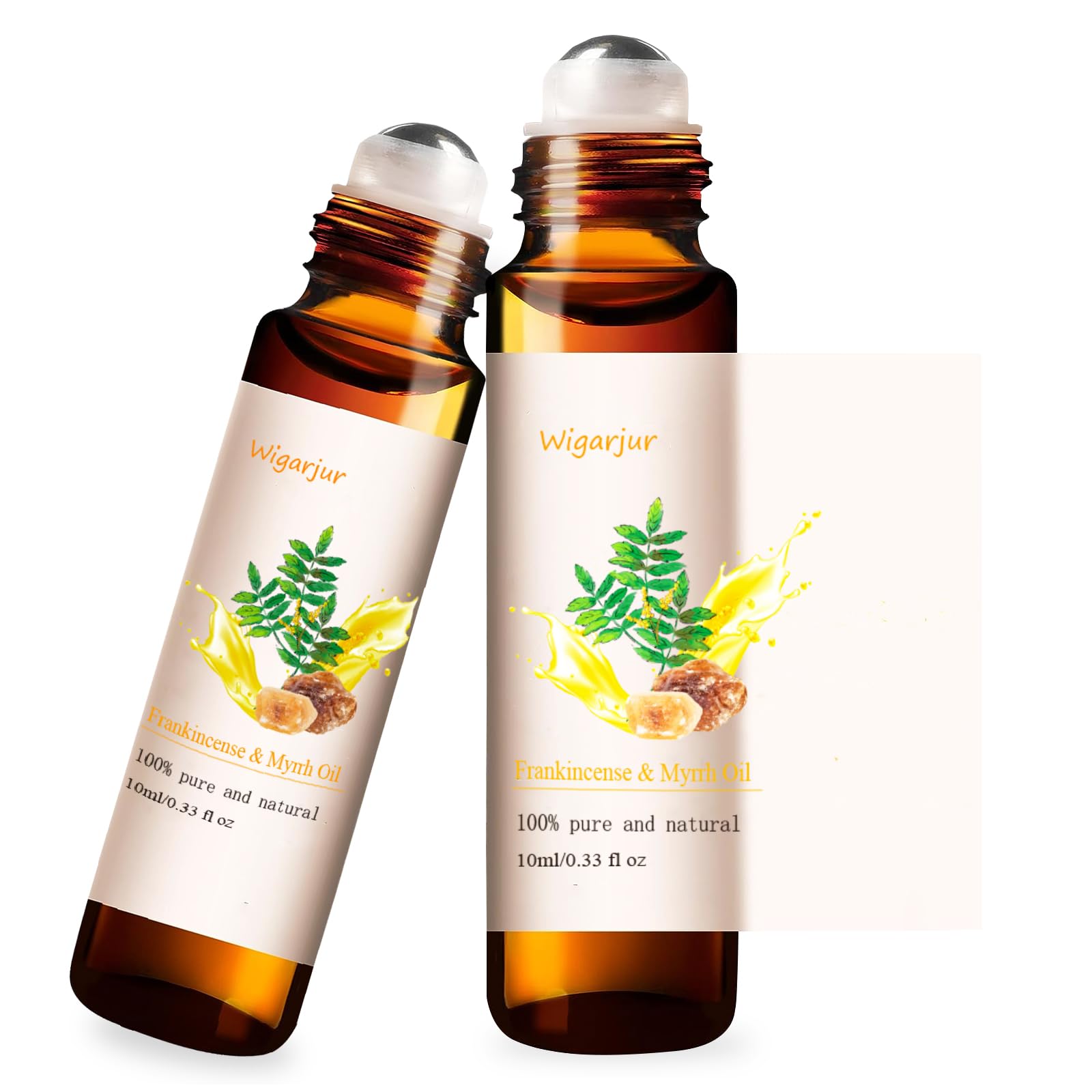 Photo 1 of 2 Pack Frankincense & Myrrh Essential Oil Blend Oils Roll On - 100% Natural Fragrance Oil, Vitamin C - Lemon - Patchouli & Rosemary - Natural Perfume-10ML