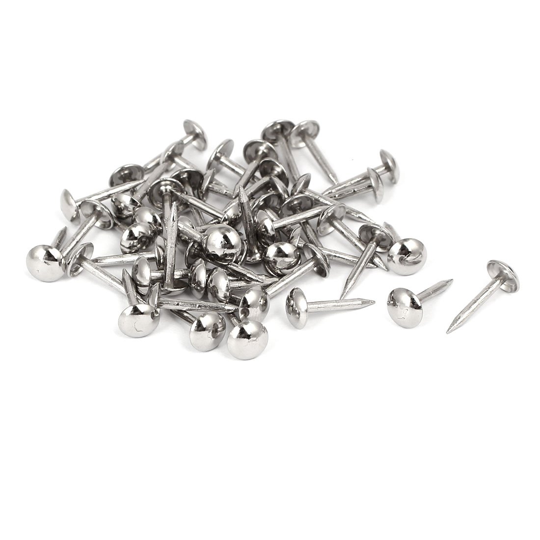 Sourcingmap Home Furniture 6mm x 14mm Upholstery Thumb Tack Nail Push Pin Silver Tone 50pcs