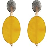 TOVABA Geometric Acrylic Earrings,Resin Plaid Boho Statement Dangle Earrings Multicolor Marbled Drop Gold Plated Bohemian Earring for Women Retro Earrings Costume Jewelry for Women