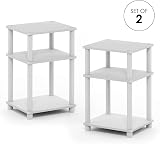Furinno Just Side Table Set of 2 3-Tier End Tables Open Shelves White Espresso view 8