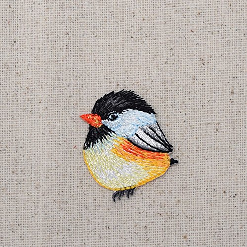 Chickadee - Fat Bird - Facing Left - Iron On Embroidered Applique Patch