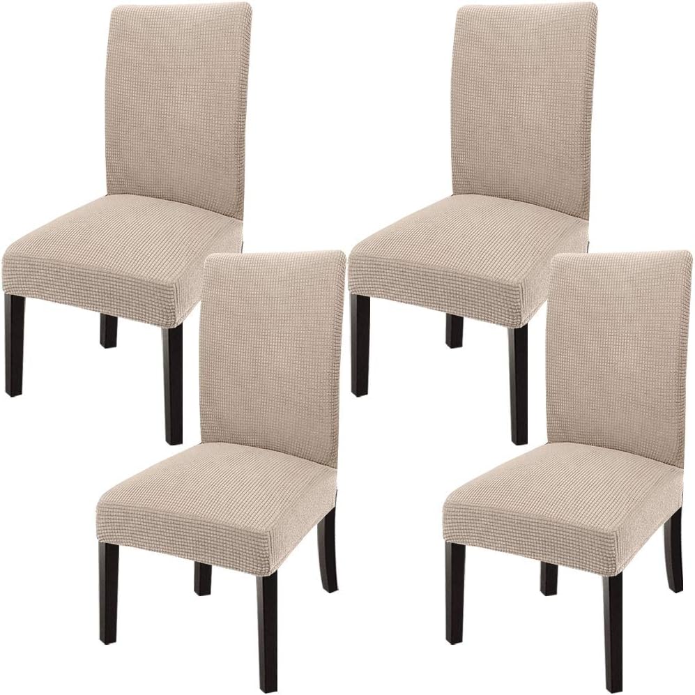 Slipcovers - GoodtoU Chair Covers for Dining Room 4 Pack, Stretch Parson/Dining Chair Slipcover Removable Washable Chair Protector for Home/Restaurant/Banquet,Forros para Sillas de Comedor(Sand, Set of 4)