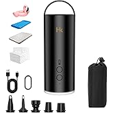 HK Air Pump for Inflatables, 4500mAh Rechargeable Air Mattress Pump with Camping Light, Electric Mini Air Pump Inflate Deflat