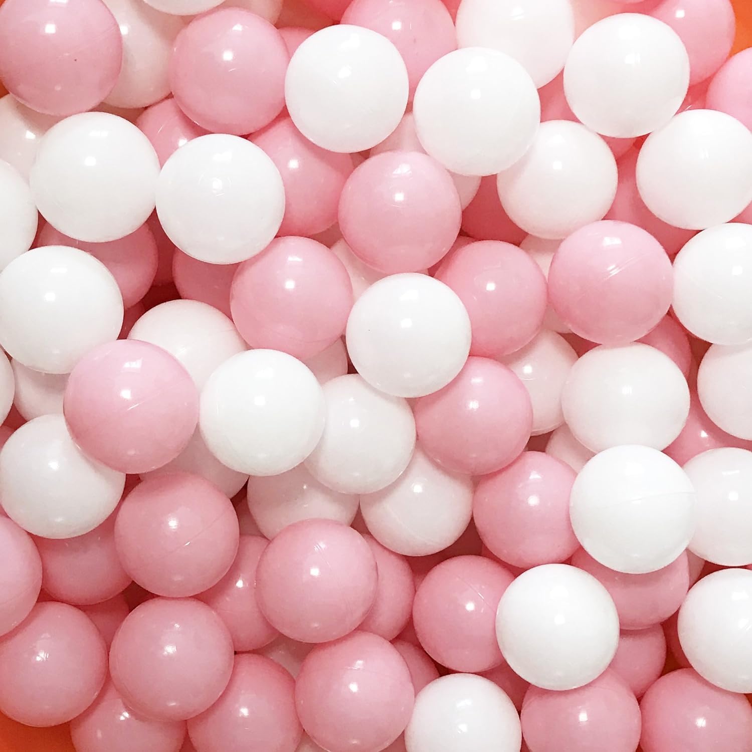 MoonxHome Ball Pit Balls 500pcs for Toddlers, Plastic Toy Balls for Ball Pit, BPA Free Crush Proof, Kid's Pool Water Toys, Macaron Ocean Balls for Play Tent 2.15" White Pink