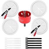 4 Pack TV Cord Hider for Wall Mounted TV, 2-3/8"(60mm Hole) Cable Raceways in Wall Cable Management Kit, Includes 4 Pass Throughs, 1 Hole Saw Drill Attachment &amp; 10 Cable Ties for Easy Install