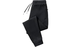 FlekmanArt Mens Sweatpants Winter Fleece Lined Thermal Jogger Pants Drawstring with Zipper Pockets Lightweight Athletic Pants