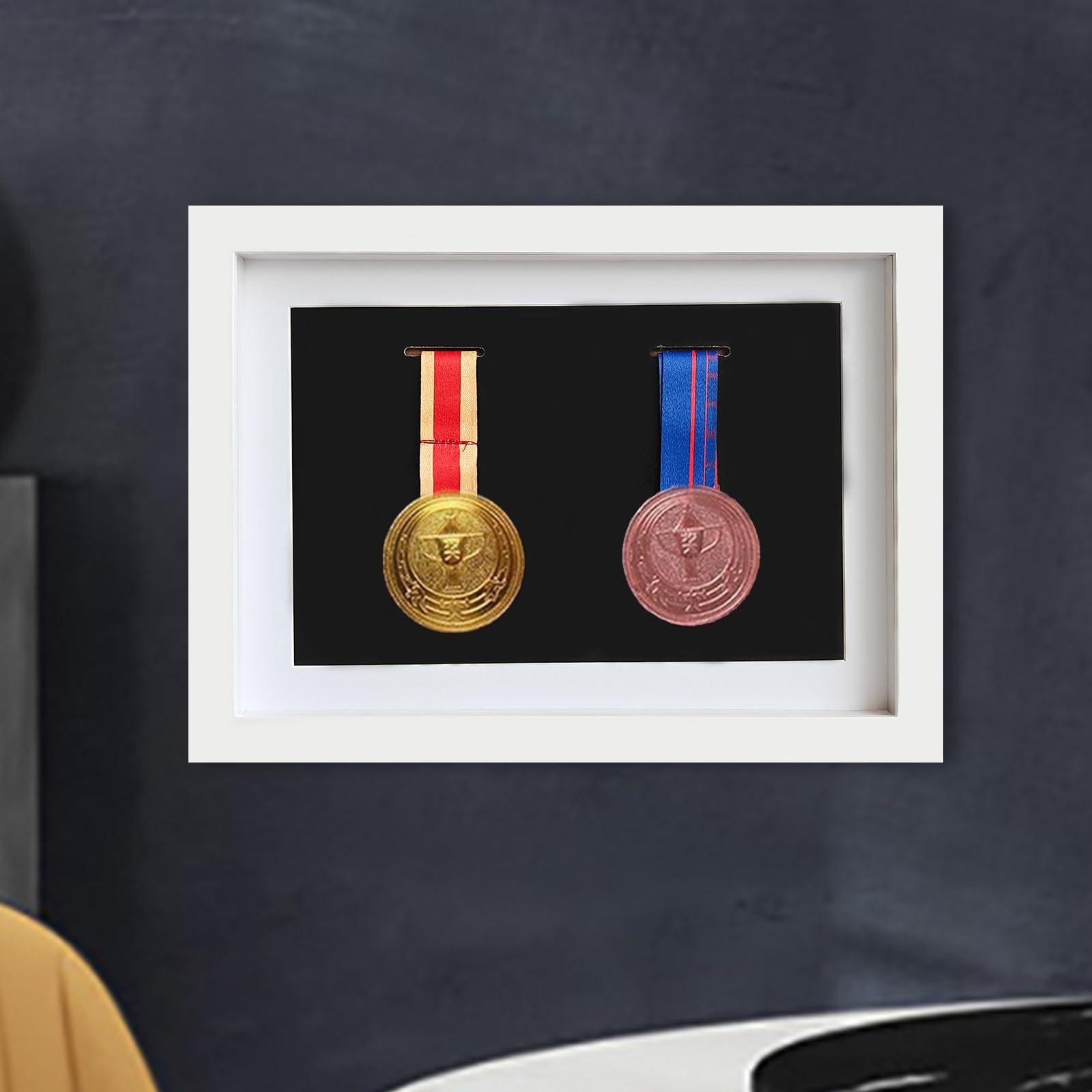 Medal Display Stand/Frame,Medal Display Box,2 Medals,3D Multipurpose Medal Display Case,Perfect Medal Display for Running, Marathon,Gymnastics and All Sports,Military Medals,Pins, Patches, Badges,A4,