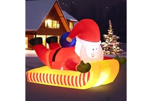 AIGNC 7FT Christmas Inflatable Outdoor Skiing Santa Claus for Yard Decoration, Downhill Snowboard Xmas Santa Deco Clearance Blow Up with Built-in LED Lights Carrying Gift Bag for Holiday Party Yard Garden