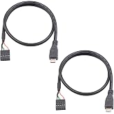 Duttek USB Header to Micro USB Cable 1.65FT/50CM, Micro USB Male to 9 Pin Motherboard Female Adapter Dupont Extended Cable for Motherboard Header 2 Pack