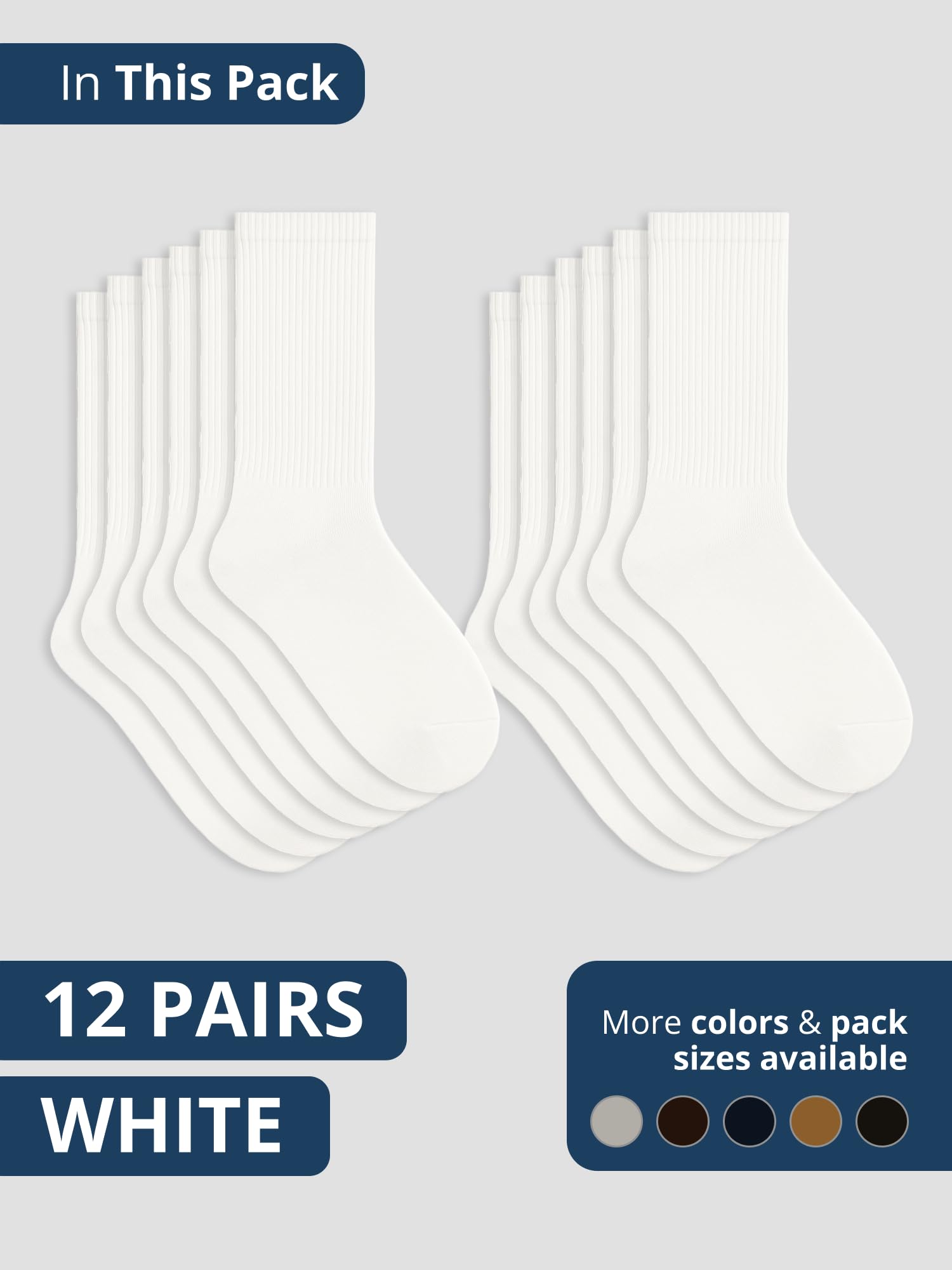 Special Essentials Diabetic Socks for Men & Women – 12 Pairs of Non-Binding Moisture-Wicking Neuropathy Socks – Crew Length