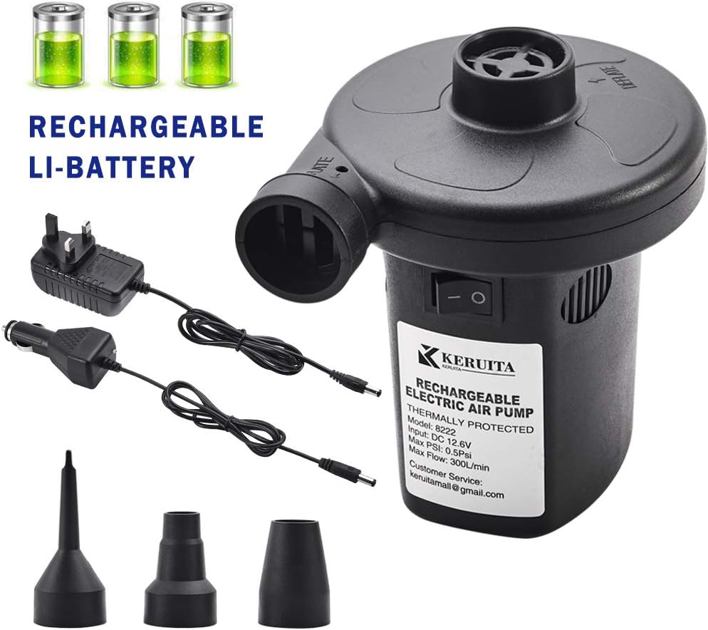 KERUITA Rechargeable Electric Air Pump Portable Air Mattress Pump