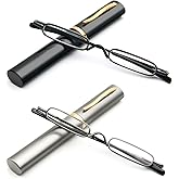 DXYXYO Mini Reading Glasses for Women Men Compact Small Pocket Metal Readers with Portable Case