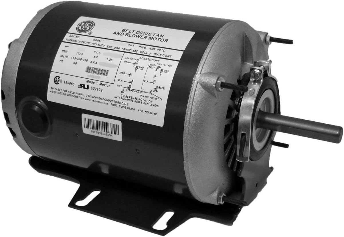 PD6004 | 1/3 hp 1725 RPM 48 Frame 115/230V Belt Drive Furnace Motor Ball Brg