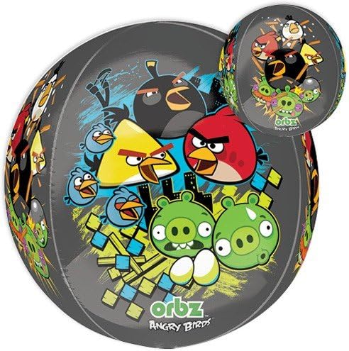 LoonBallon 16 Inch Orbz Angry Birds Balloon, Geometric, 5 Pieces