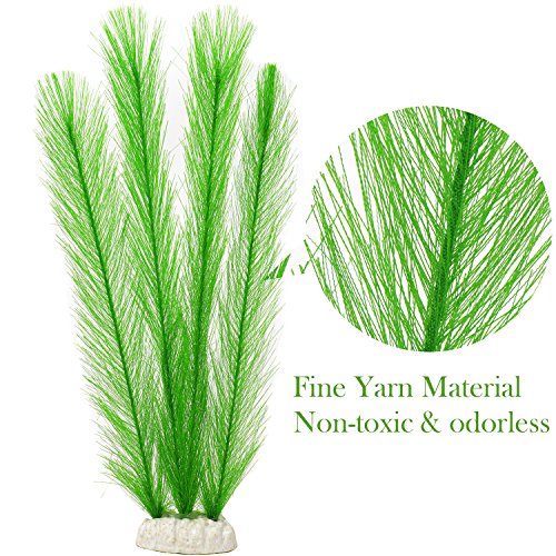 B Bascolor Aquarium Plants Decorations Fish Tank Decor 4 Pack Green Yarn Water Artificial Plant - Thumbnail 3