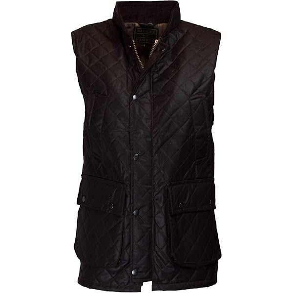 WALKER AND HAWKES - Heren Winchester Multi Pocket Gewaxt Katoen Gilet Outdoor Camping Vest Wandelen Reizen Jas Bruin, marineblauw, S