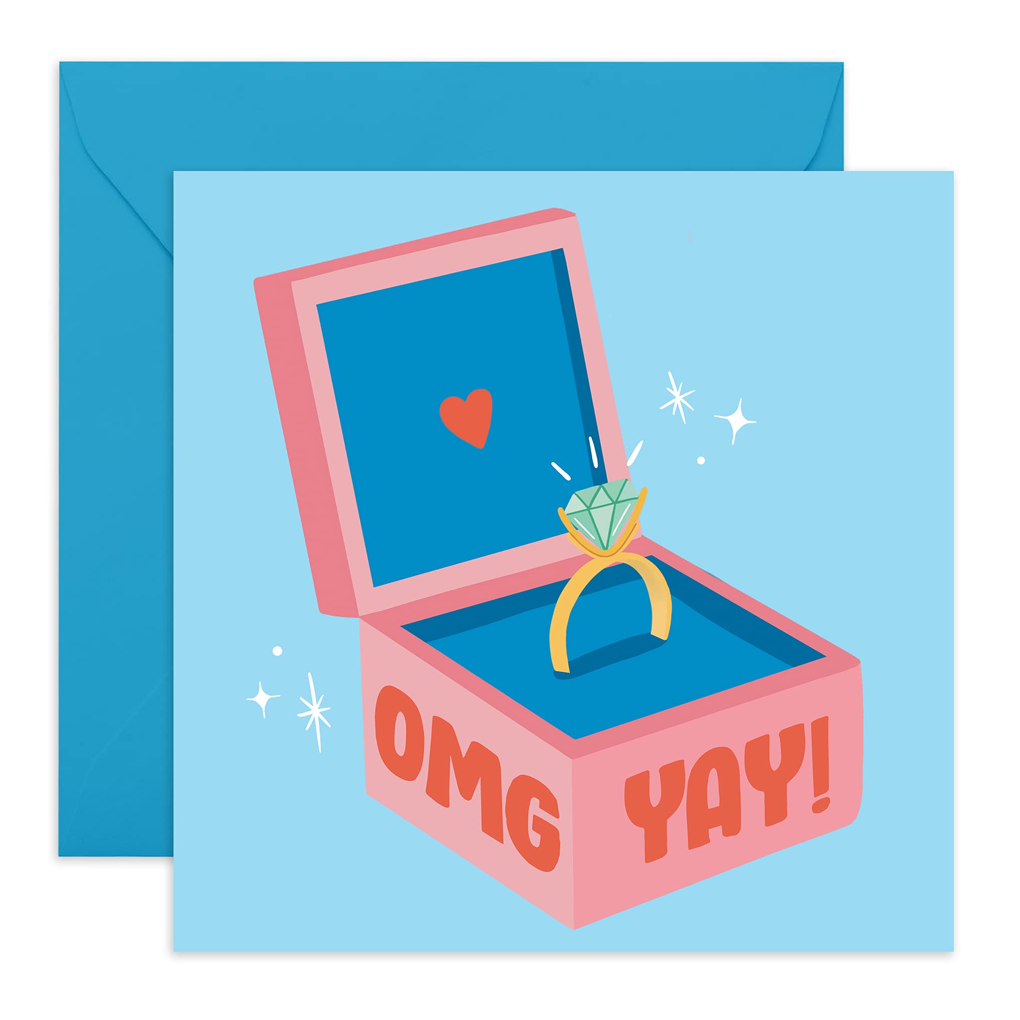 Central 23 - Congratulations on Your Engagement Card - Fun Congrats Card for Couples - 'OMG Yay!' - For Son & Daughter in Law - Engaged Couple - Comes with Cute Stickers