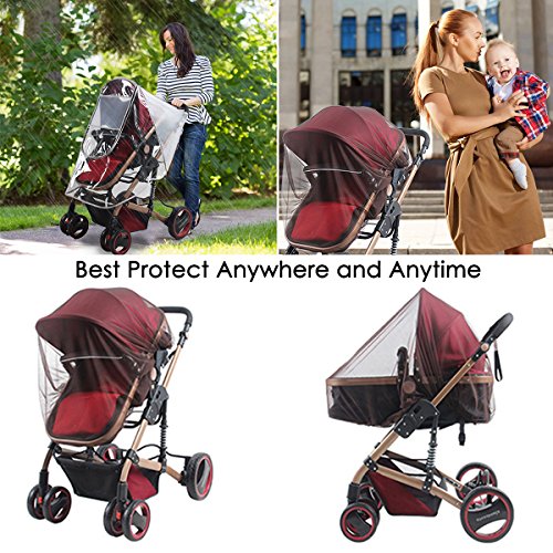Baby Stroller Rain Cover and Mosquito Net Weather Shield，Universal Waterproof Windproof Protection Baby Stroller Rain Cover for Outdoor Indoor - Thumbnail 6