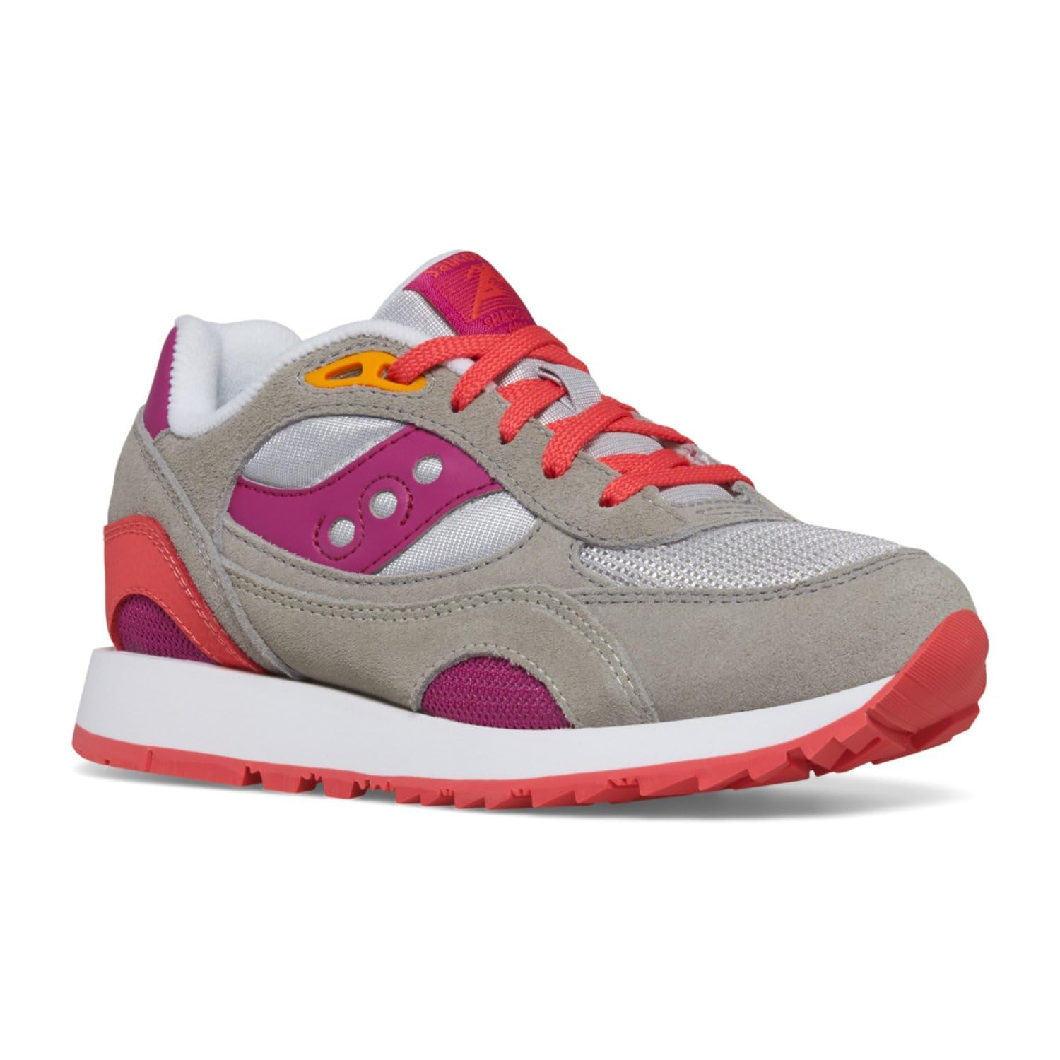 Saucony Shadow 6000 Sneaker, Grey/Purple/Coral, 12 Wide US Unisex Big_Kid