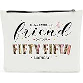 55th Birthday Gift for Women, 55 Year Old Gifts Ideas, Friendship Gifts Cosmetic Bag, 55th Birthday Gifts for Mothers Day Anniversary, Turning 55 Gifts for Grandma Cousin Sister Mom Leopard Makeup Bag