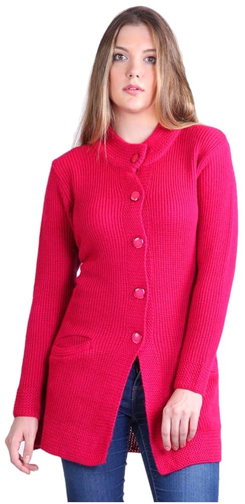 montrex acro wool winter long coat for women, girls (pink)