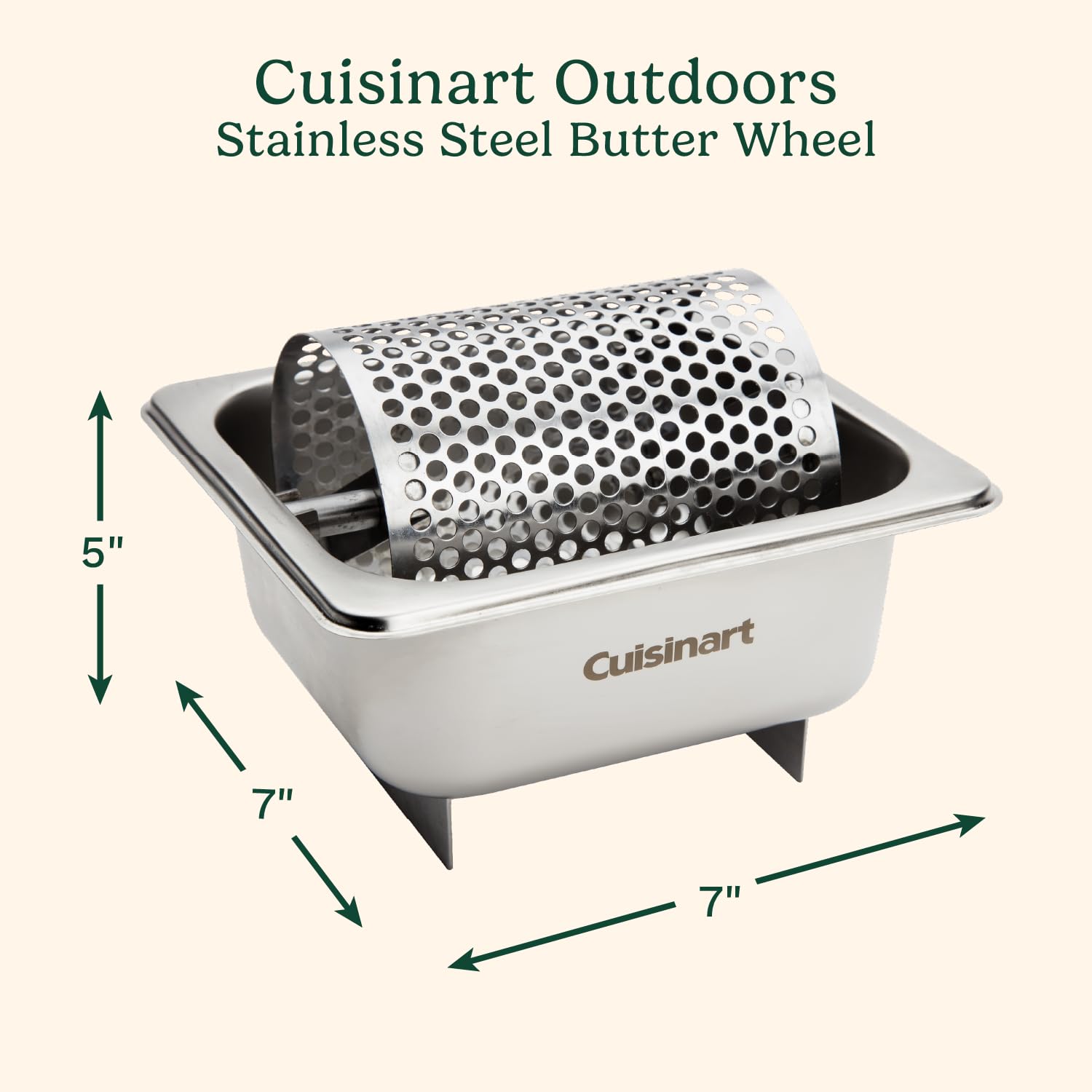 Cuisinart Stainless Steel Butter Wheel, Raised Bottom Butter Roller for Griddle for Golden Crust and Even Spread, Kitchen Grill Accessory for Burgers, Bread, BBQ, Cookouts, Tailgates
