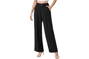 Betusline Women's Wide Leg Pants Business Casual Straight Office Trousers for Women, X-Small-3X-Large