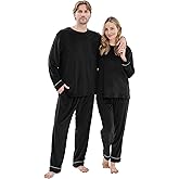 PJGGZ Matching Pajamas for Couples, Long Sleeve PJs for Men & Women Luxury Warm Soft Cozy Two Pieces Set Pijamas in Winter