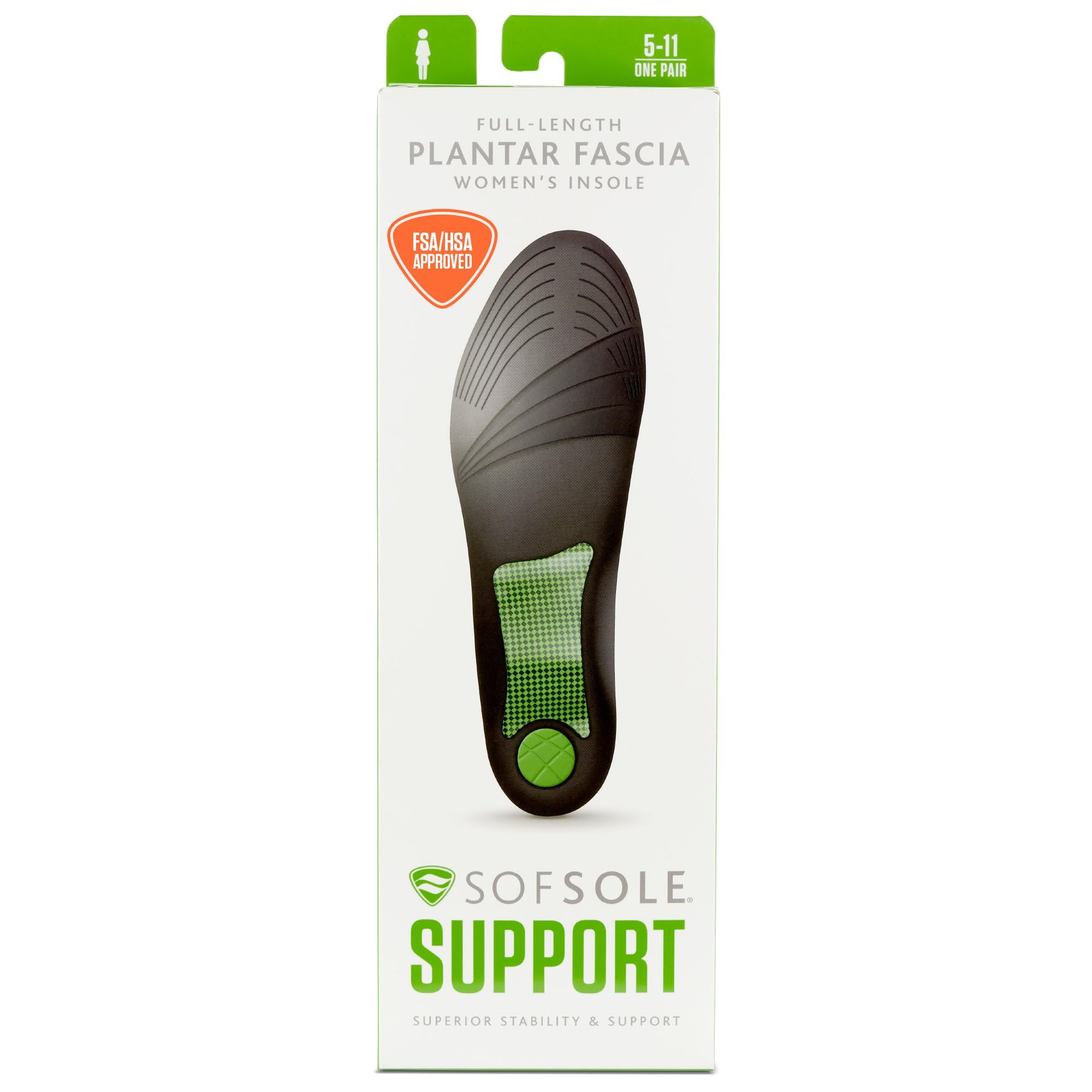 Sof Sole mens plantar Insole, Black, Men s 7-13 UK