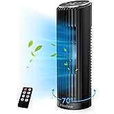 Abolee Tower Fan, 23ft/s Desk Fan with Remote, 70° Oscillating, Standing Table Fan with 4 Speeds, 4 Modes, 12Timer, 2026 New 13'' Bladeless Fan for Bedroom Office, Home