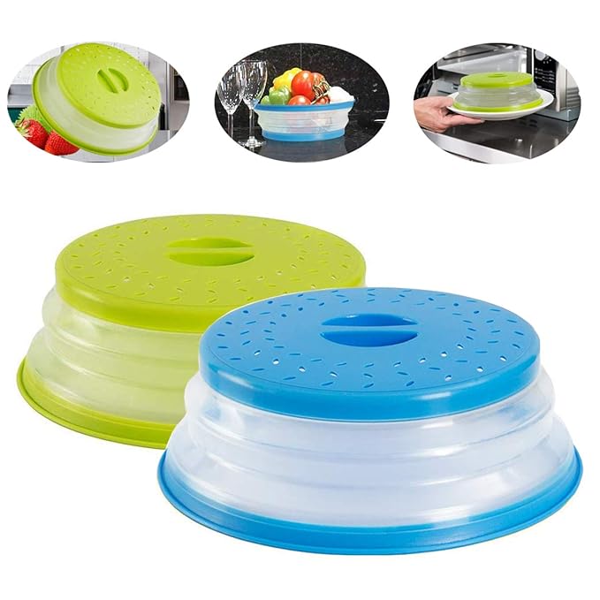 Fiyuer 2PCS Plegable Microondas Silicona Tapa Colador ...