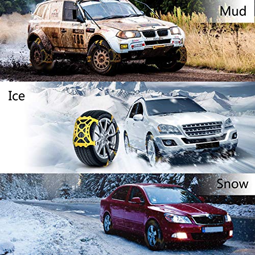 SUPTEMPO Snow Chains, 6 Set Emergency Anti Slip Tire Chains with Upgrade TPU Car Snow Chain for Trucks Minivan Pickup SUV/ATV/UTV Winter Universal Tires 6.5"-10.8"(165mm-285mm) - Thumbnail 4