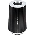 Spectre Universal Clamp-On Air Filter: High Performance, Washable Filter: Round Tapered; 3 in/3.5 in/4 in Flange ID; 10.6 in (269 mm) Height; 6 in (152 mm) Base; 4.75 in (121 mm) Top, SPE-9731, Black