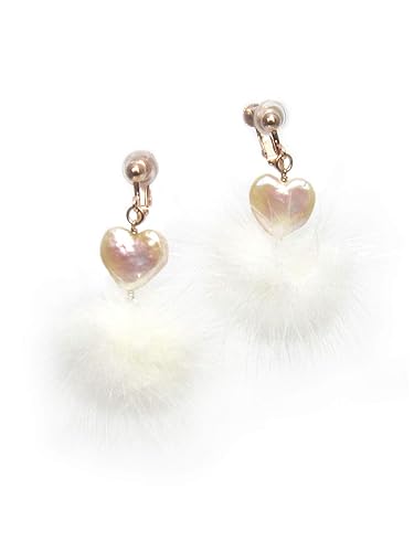 Amazon Cherry 淡水パール ハート ホワイト ミンクファー