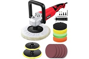 AVID POWER Car Buffer Polisher, 1200W 7 Inch/6 Inch Rotary Buffer Waxer, 6 Variable Speed 1600-3500 RPM, Detachable Handle & Side Handle for Car Detailing, Boat Sanding, Polishing and Waxing