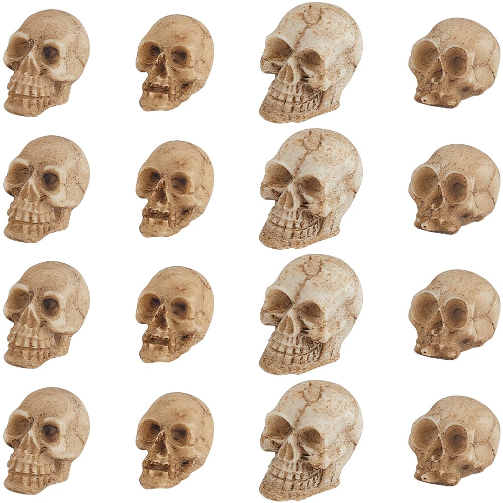 GORGECRAFT 2 Sets 40Pcs Mini Skull Figurines Resin Terrifying Halloween Skeleton Head Statue Ornament Miniature Small Skulls Table Decor Micro Landscape Figure for Halloween Bar Home Decoration