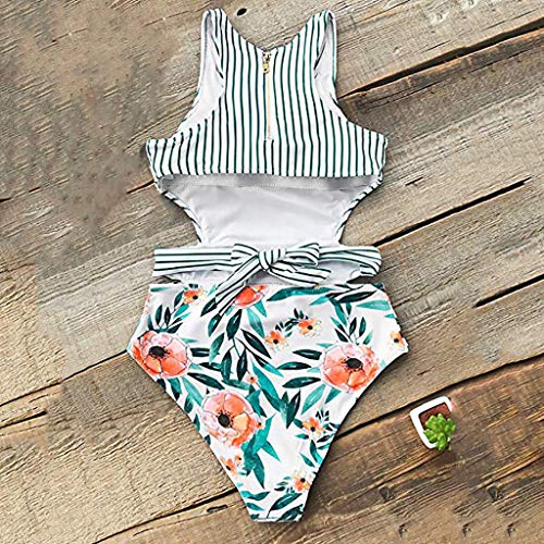 Women's Halter One Piece Swimsuits Shirred Tummy Control Swimwear Skirted Bathing Suits Monokinis - Thumbnail 4