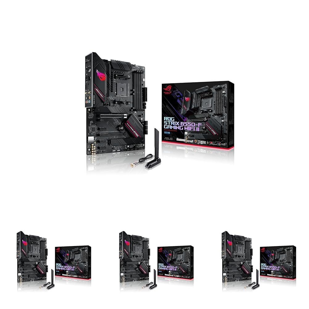Asus ROG Strix B550-F Gaming WiFi II AMD AM4 (3rd Gen Ryzen) ATX Gaming Motherboard (PCIe 4.0,WiFi 6E, 2.5Gb LAN, BIOS Flashback, HDMI 2.1, Addressable Gen 2 RGB Header and Aura Sync) (Pack of 4) Image